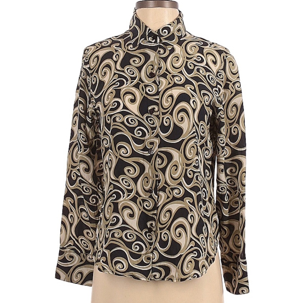 SOLD - Y2K 100% silk swirl blouse
